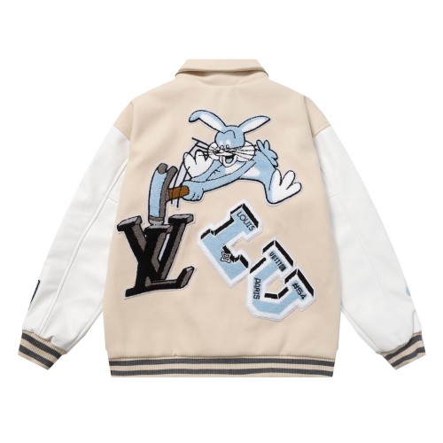 Louis Vuitton Men Casual Embroidery Bugs Bunny Splicing Baseball Uniform Motorcycle Jackets