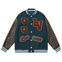 Louis Vuitton Men Casual Embroidery Boxer Splicing Baseball Uniform Motorcycle Jackets