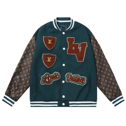 Louis Vuitton Men Casual Embroidery Boxer Splicing Baseball Uniform Motorcycle Jackets