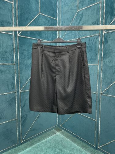 Louis Vuitton Classic Mini Monogram Pattern Print Lapel Collar Shorts Mulberry Silk Blended Seersucker Shorts