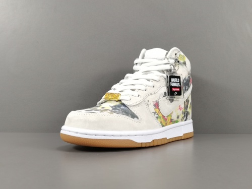 Supreme x NIKE DUNK SB High Rammellzee Co-Branded Black Graffiti Retro Casual Board Shoes Street Sneakers