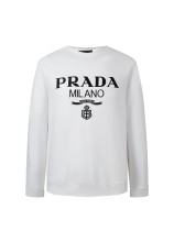 Prada Classic Embroidered Round Neck Sweater Men Pullover Sweatshirt