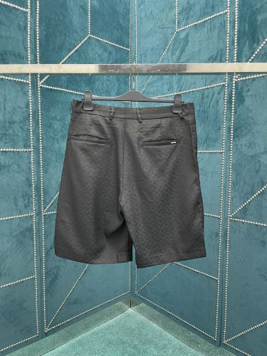 Louis Vuitton Classic Mini Monogram Pattern Print Lapel Collar Shorts Mulberry Silk Blended Seersucker Shorts