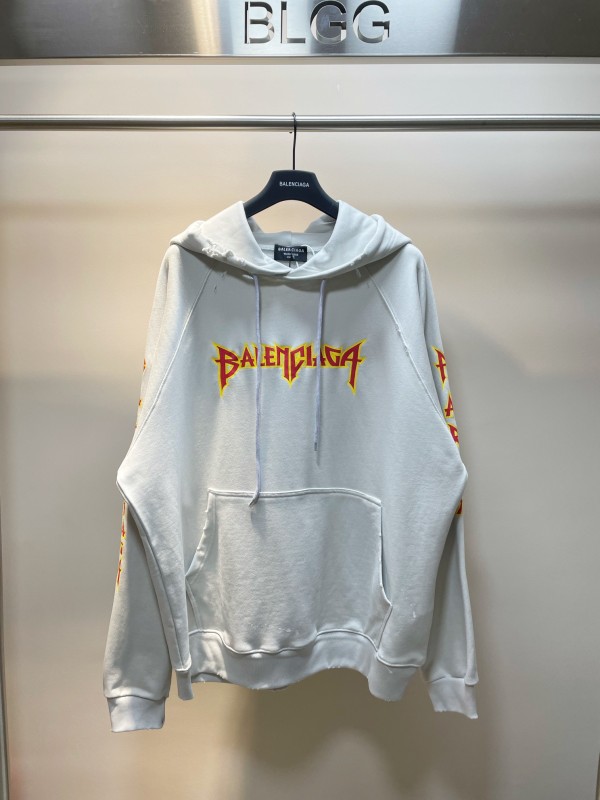 Balenciaga Unisex Casual Split Splashing Ink Print Hooded Pullover Sweatshirt