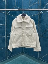 Louis Vuitton Men Casual Monogram Pattern Detachable Wool Collar Letter Work Jacket Coats