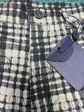 Louis Vuitton Geometric Style Denim Shorts Checkered Denim Canvas Shorts