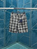 Louis Vuitton Geometric Style Denim Shorts Checkered Denim Canvas Shorts