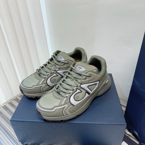 Dior Classic B30 Low Fashion CD Letter Logo Unisex Mesh Sneakers Shoes Olive Green