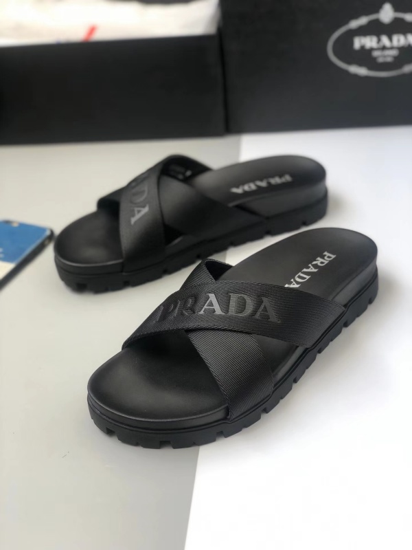 Prada Fashion Men Slip-On Slippers Casual Shoes Black Sandal
