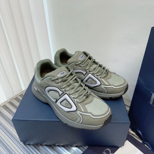 Dior Classic B30 Low Fashion CD Letter Logo Unisex Mesh Sneakers Shoes Olive Green