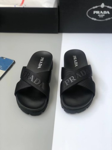 Prada Fashion Men Slip-On Slippers Casual Shoes Black Sandal