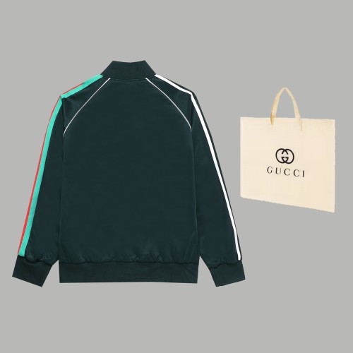 Gucci x Adidas Unisex Casual Fashion Classic Red Green Patchwork Raglan Ribbon Embroidery Zip Jackets Coats