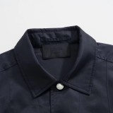 Prada Classic Re-Nylon Lapel Jacket Men Fashion Enamel Metal Triangle Logo Casual Jackets