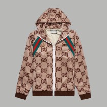 Gucci Unisex Casual Fashion Classic Full Logo Jacquard Ribbon Cardigan Zip Hoodies Jackets Coats