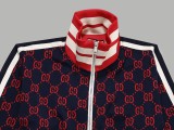 Gucci Unisex Casual Fashion Classic Full Double GG Logo Jacquard Ribbon Cardigan Zip Jackets Coats