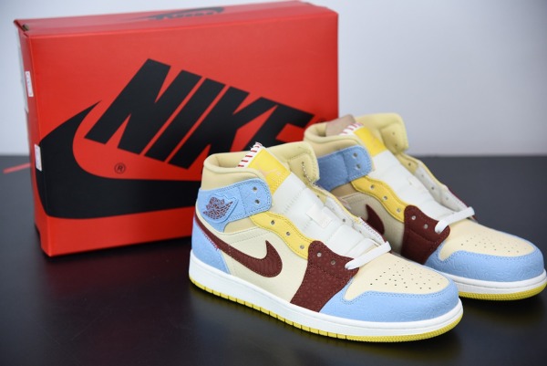 Maison Chateau x Air Jordan 1 Mid AJ1 Casual Basketball Sneakers Shoes