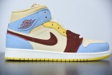 Maison Chateau x Air Jordan 1 Mid AJ1 Casual Basketball Sneakers Shoes
