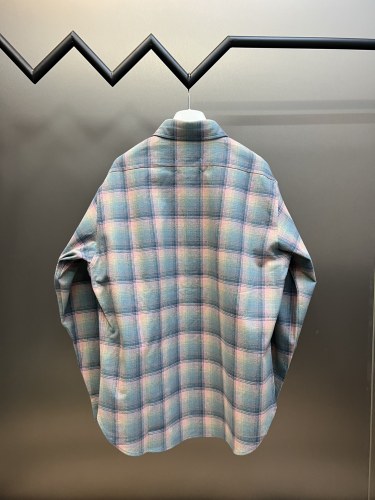 Maison Margiela MM6 Checkered Badge Long Sleeve Shirts Double-Sided Sanding Cashmere Coats