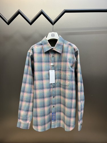 Maison Margiela MM6 Checkered Badge Long Sleeve Shirts Double-Sided Sanding Cashmere Coats