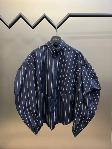 Balenciage Classic Blue Striped Shirt Unisex Casual Unique Jacket Coats