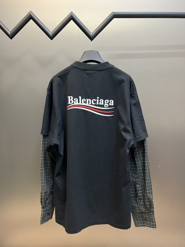 Balenciaga Cola Embroidery Shirts Patchwork Round Neck Pullover
