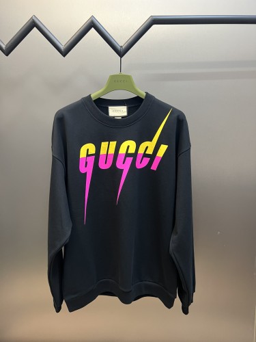 Gucci Unisex Lightning Letter Collision Pullover Casual Round Neck Sweatshirts