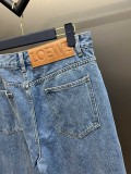 Loewe Classic Fashion Hollow Loose Jeans Unisex Embroidered Logo Pants