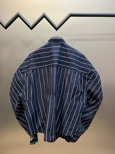 Balenciage Classic Blue Striped Shirt Unisex Casual Unique Jacket Coats