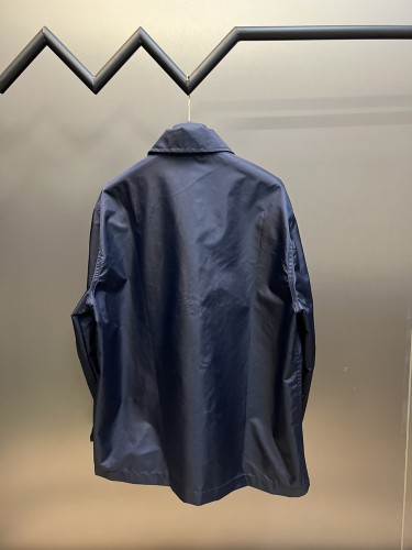 Prada Classic Multi Pocket Functional Work Jacket Men Fashion Enamel Metal Triangle Logo Casual Jackets