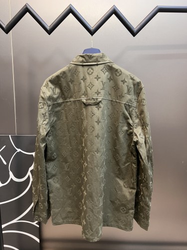 Louis Vuitton Military Green Vintage Shirt Jacket Monogram Pattern Shirt Coats