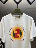 Gucci Yellow Logo Print Short Sleeves Unisex Cotton Casual T-Shirts