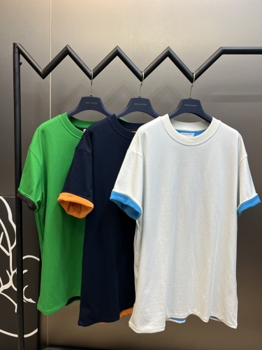 Bottega Veneta Solid Simple Short Sleeve Unisex Casual Double Sided Contrasting T-Shirts