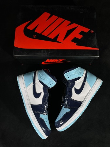 Nike Jordan Air Jordan 1 High Retro UNC Patent Unisex Basketball Sneakers Shoes