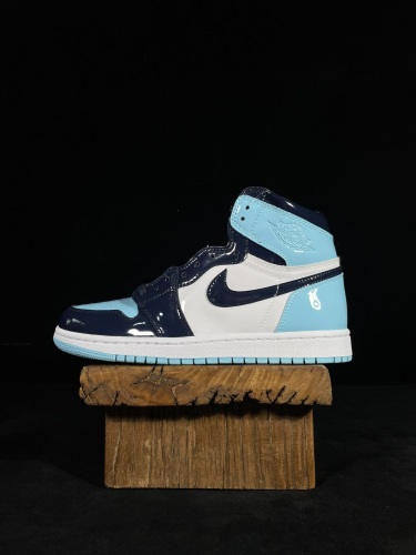 Nike Jordan Air Jordan 1 High Retro UNC Patent Unisex Basketball Sneakers Shoes