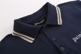 Palm Angels Classic Embroidered Letter Logo Lapel Collar Polo Shirt Casual Cotton Short Sleeve