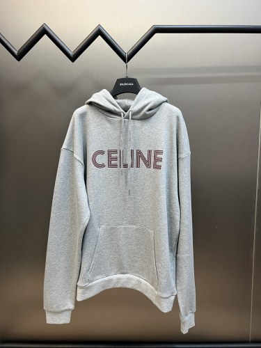 Celine Classics Line Letter Printed Hoodies Unisex Cotton Pullover Sweatshirts