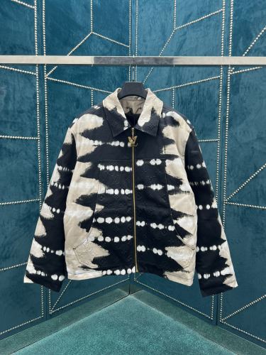 Louis Vuitton Men Casual Monogram Pattern Tie Dyed Denim Jacket Coats