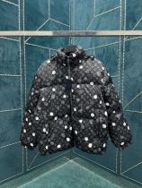 Louis Vuitton Classic Monogram Jacquard Short Down Jacket Unisex Down Bar Jacket Coats