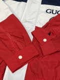 Gucci Fake Two Piece Contrast Windbreaker Unisex Letter Embroidered Detachable Sleeves Jacket