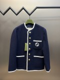 Gucci Classic Decorated Tweed Wool Jacket Unisex Casual Embroidered Buttons Jackets Coats