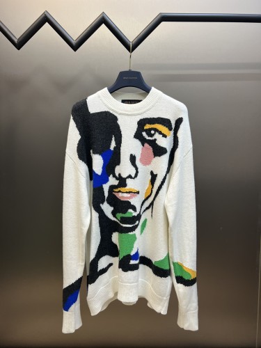 Louis Vuitton Fashion Character Avatar Round Neck Wool Pullover Unisex Casual Sweater
