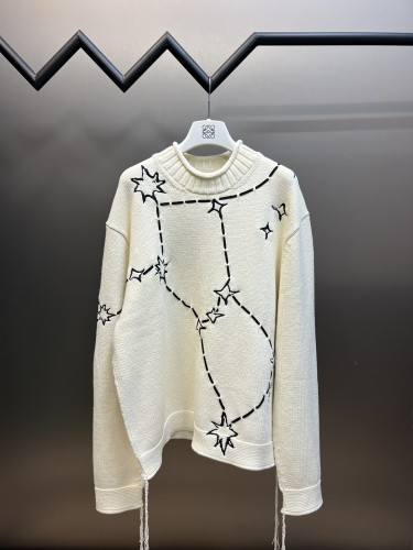 Dior Unisex Star Jacquard Sweate Letter Three-Dimensional Embroidery Wool Sweater