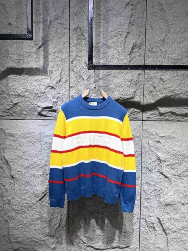 Gucci Unisex Knit Round Neck Pullover Casual Logo Striped Wool Sweater
