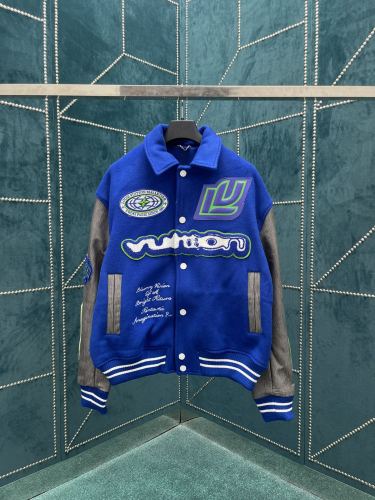 Louis Vuitton Men Casual Embroidery College Style Splicing Baseball Jackets