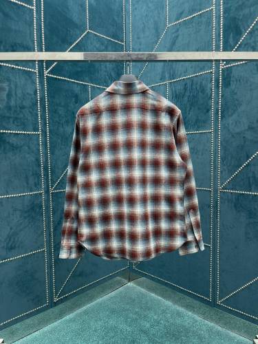 Maison Margiela MM6 Checkered Badge Long Sleeve Shirts Double-Sided Sanding Cashmere Coats