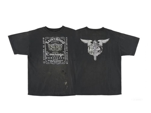 Saint Michael x Neighborhood Evil Wings Printed Short Sleeve Washed Old Cotton Round Neck T-Shirt
