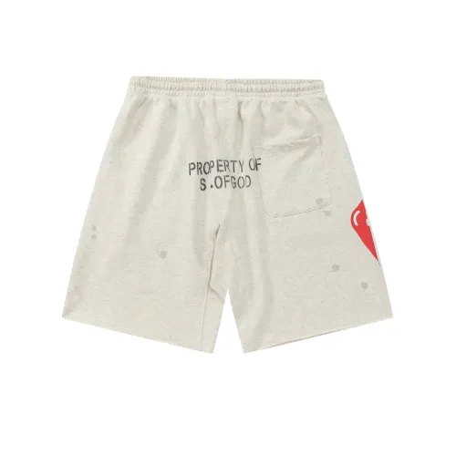 Saint Michael x Eu Dissolved Love Printed Sweatpants Unisex Washed Old Casual Loose Shorts