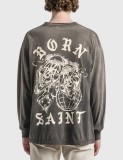 Saint Michael Jokers Printed T-shirt Washed Old Round Neck Thin Loose Cotton Long Sleeve