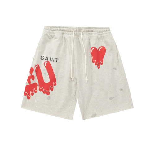 Saint Michael x Eu Dissolved Love Printed Sweatpants Unisex Washed Old Casual Loose Shorts
