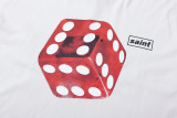 Saint Michael Red Dice Printed Short Sleeve Washed Old Cotton Round Neck T-Shirt